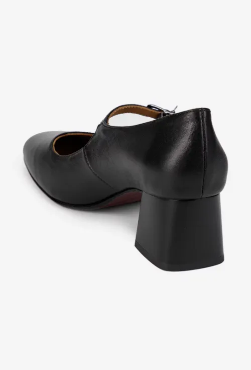 Pantofi dama negri din piele naturala cu bareta picture - 3