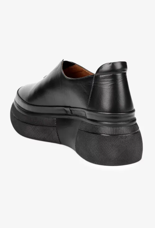 Pantofi dama negri din piele naturala cu talpa inalta picture - 4