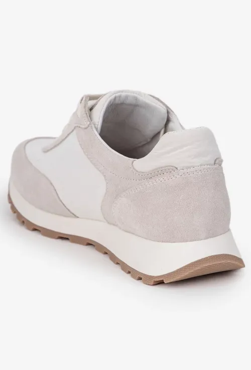 Pantofi dama NUR albi cu gri deschis din piele picture - 4