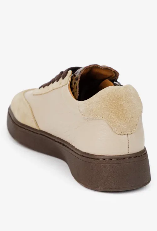 Pantofi dama NUR bej din piele cu fermoar picture - 4