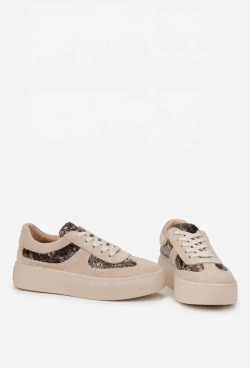 Pantofi dama NUR bej din piele intoarsa picture - 5