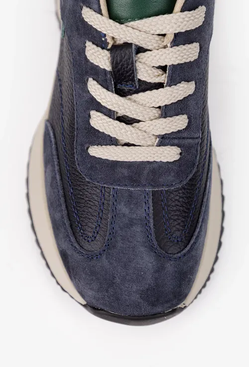 Pantofi dama NUR bleumarin cu verde din piele picture - 8