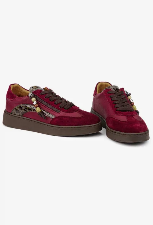 Pantofi dama NUR bordo din piele cu fermoar picture - 6