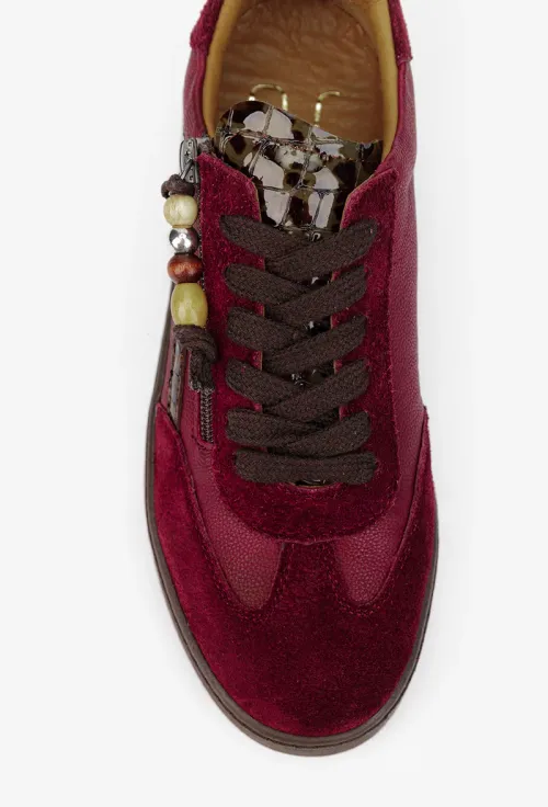 Pantofi dama NUR bordo din piele cu fermoar picture - 7