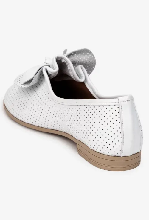 Pantofi dama NUR din piele alba cu ornament picture - 4