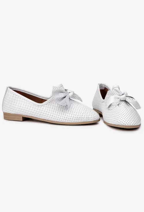 Pantofi dama NUR din piele alba cu ornament picture - 6