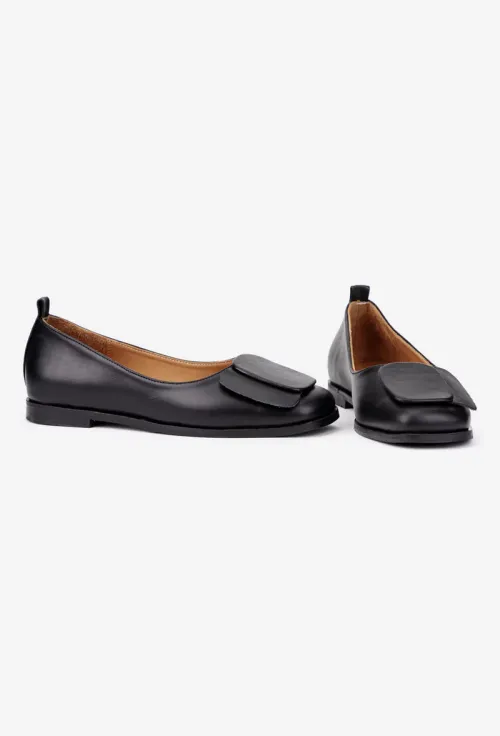 Pantofi dama NUR din piele naturala neagra cu ornament picture - 6