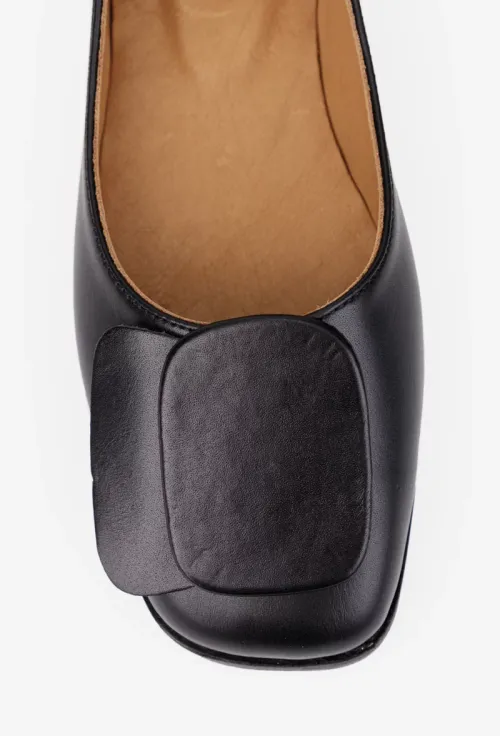 Pantofi dama NUR din piele naturala neagra cu ornament picture - 7