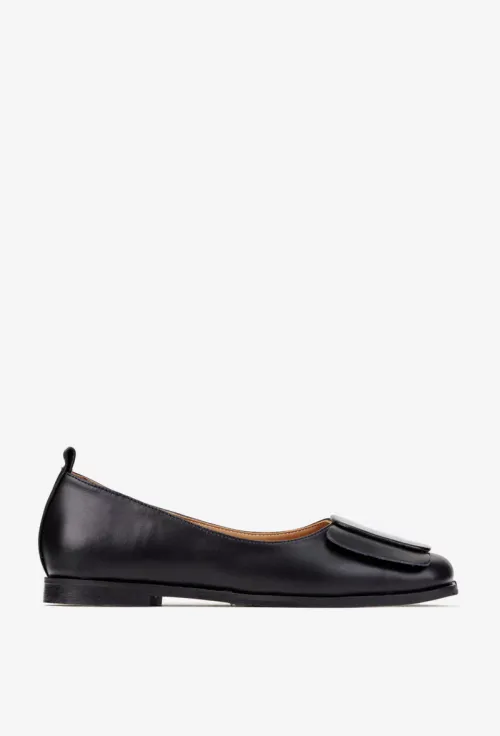 Pantofi dama NUR din piele naturala neagra cu ornament picture - 2