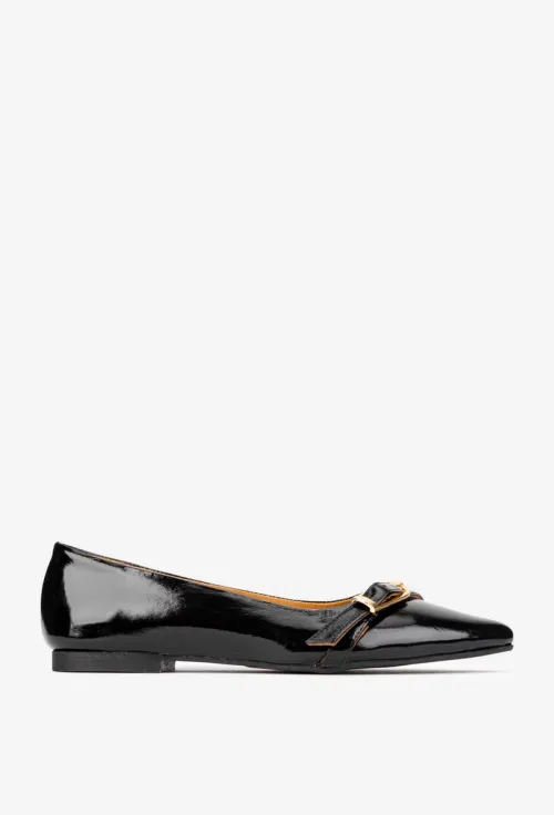 Pantofi dama NUR din piele neagra cu varful ascutit picture - 2