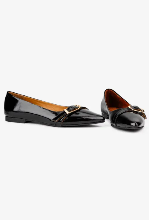 Pantofi dama NUR din piele neagra cu varful ascutit picture - 5