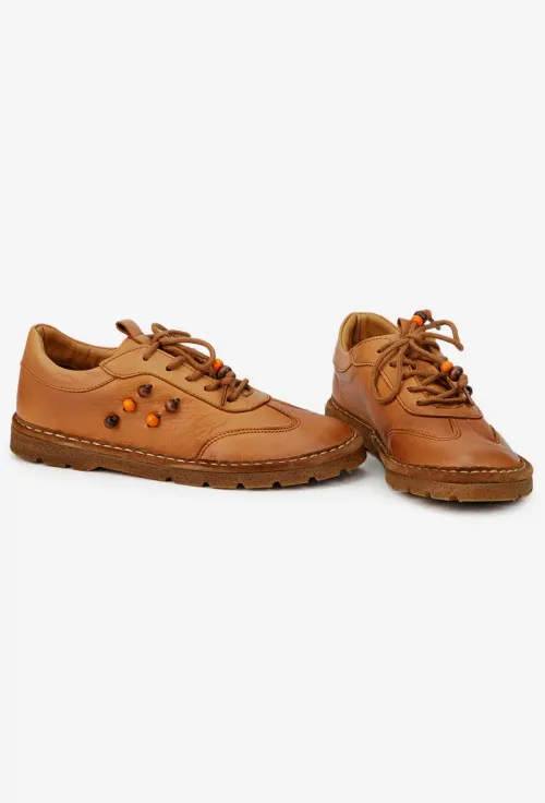 Pantofi dama NUR maro din piele naturala cu ornamente picture - 6