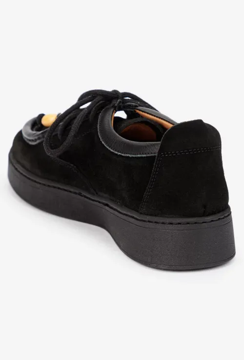 Pantofi dama NUR negri din piele intoarsa picture - 4
