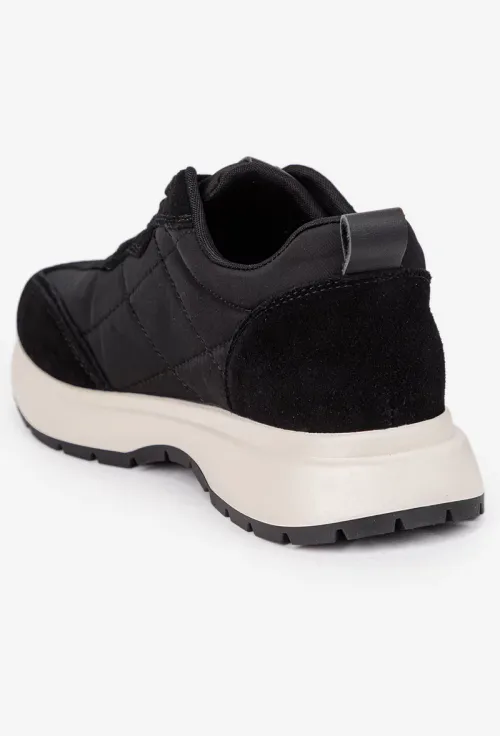 Pantofi dama NUR negri din piele intoarsa si material textil picture - 5