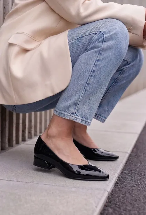 Pantofi dama NUR negri din piele lacuita picture - 2