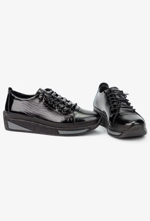 Pantofi dama NUR negri din piele lacuita picture - 7