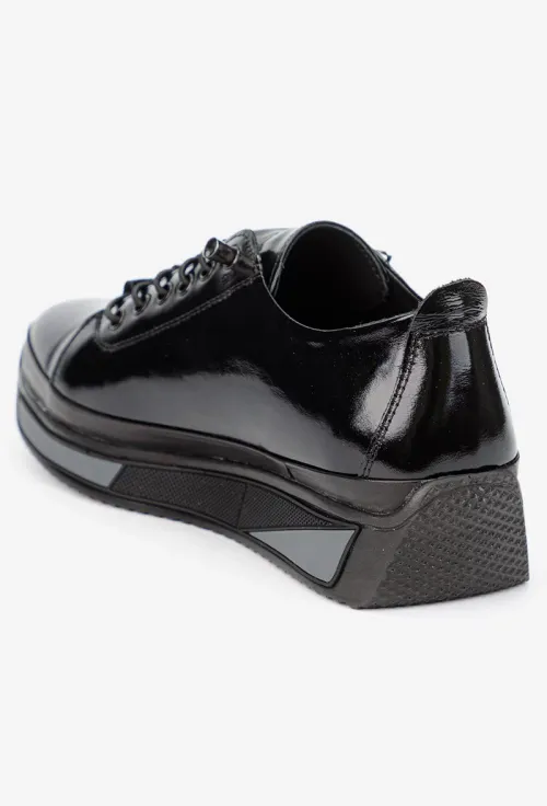 Pantofi dama NUR negri din piele lacuita picture - 5