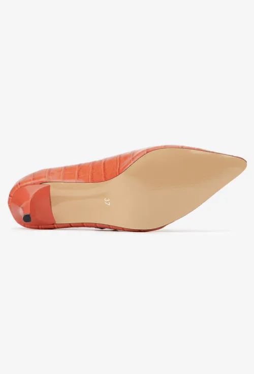 Pantofi dama NUR portocalii din piele cu varful ascutit picture - 6