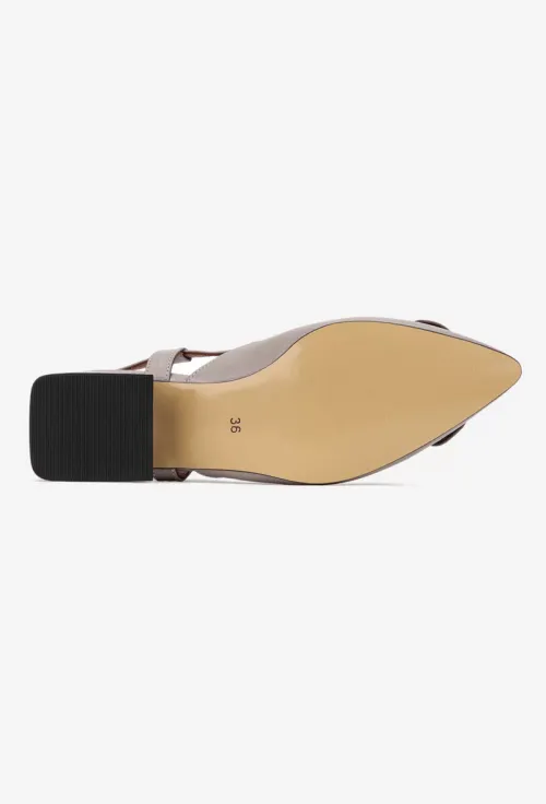 Pantofi dama NUR taupe din piele cu ornament floare picture - 6