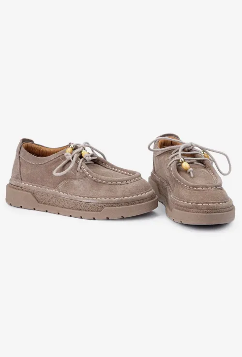 Pantofi dama NUR taupe din piele intoarsa picture - 6