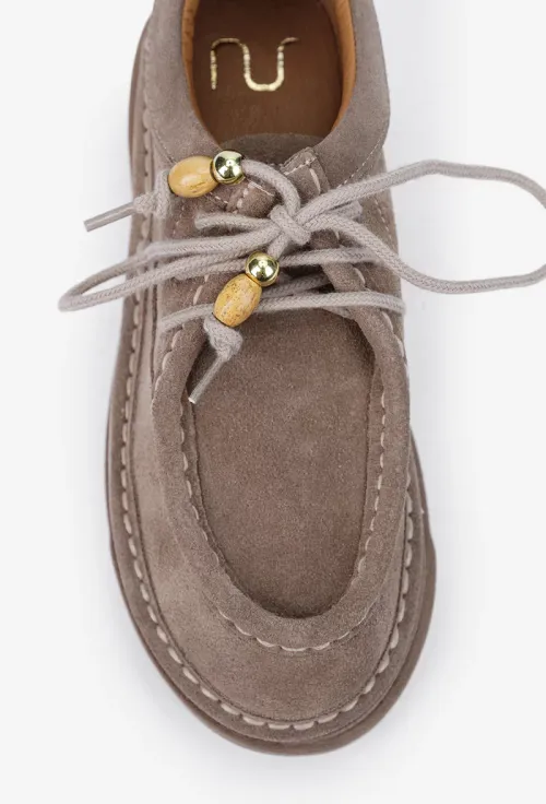 Pantofi dama NUR taupe din piele intoarsa picture - 7