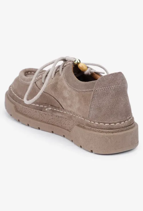 Pantofi dama NUR taupe din piele intoarsa picture - 4
