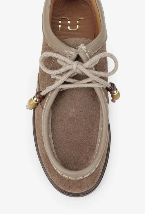 Pantofi dama NUR taupe din piele intoarsa picture - 7