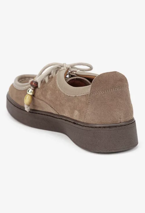 Pantofi dama NUR taupe din piele intoarsa picture - 3