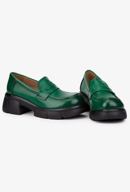 Pantofi dama NUR verzi din piele naturala picture - 6