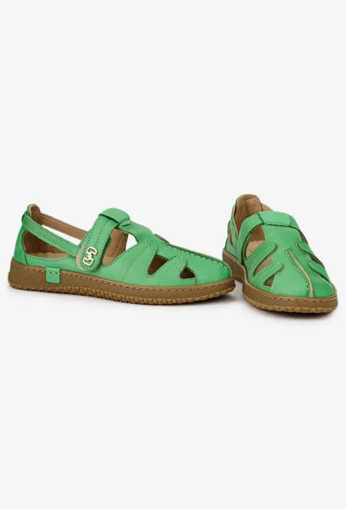 Pantofi dama NUR verzi din piele naturala cu decupaje picture - 7