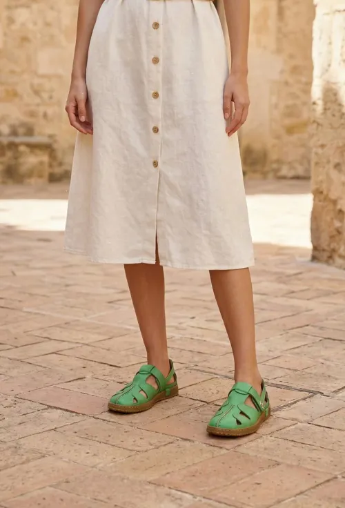 Pantofi dama NUR verzi din piele naturala cu decupaje picture - 4