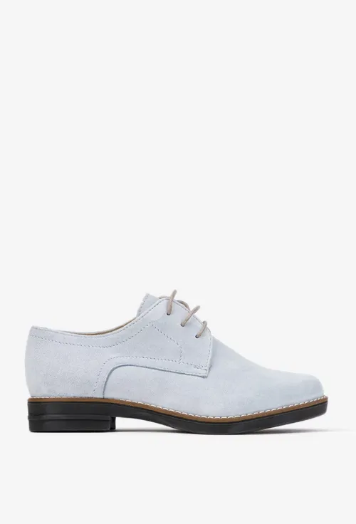 Pantofi dama Oxford bleu din piele intoarsa picture - 4
