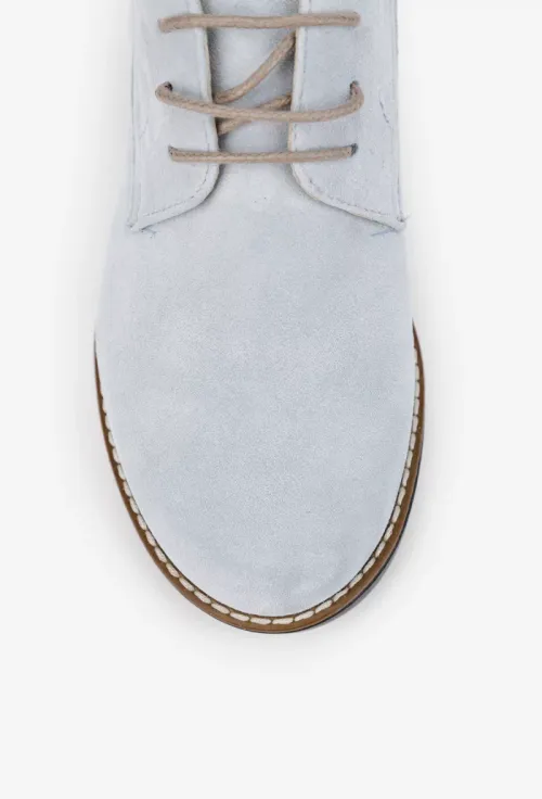 Pantofi dama Oxford bleu din piele intoarsa picture - 8