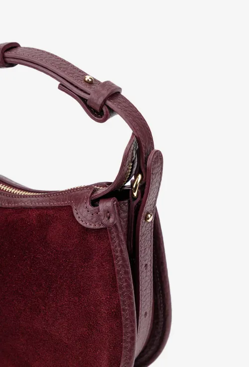 Poseta dama burgundy din piele cu bareta reglabila picture - 3