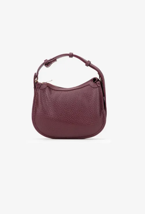 Poseta dama burgundy din piele cu bareta reglabila picture - 4