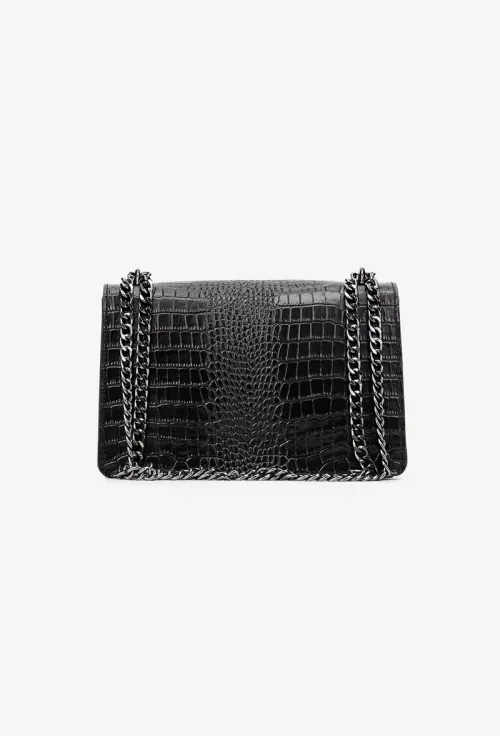 Poseta dama neagra din piele croco picture - 4