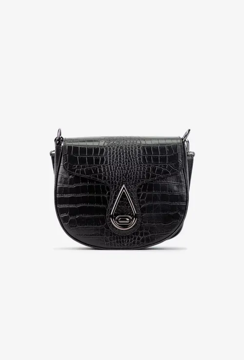 Poseta dama neagra din piele naturala croco picture - 2