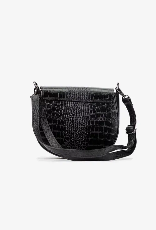 Poseta dama neagra din piele naturala croco picture - 4