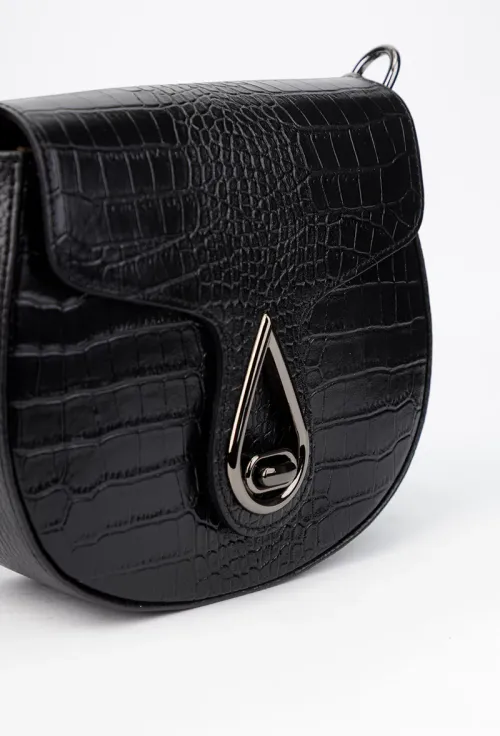Poseta dama neagra din piele naturala croco picture - 3