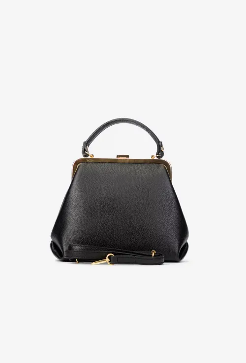 Poseta dama neagra din piele texturata picture - 5