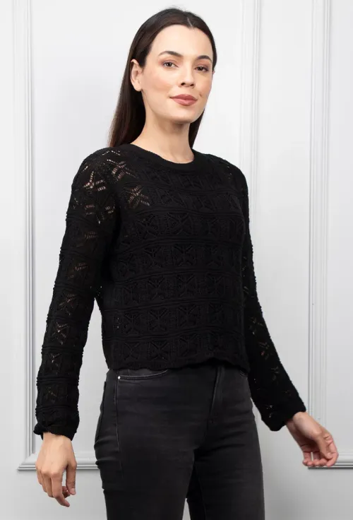 Pulover negru cu model picture - 3