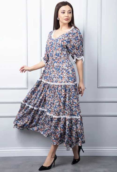 Rochie multicolora cu imprimeu floral picture - 3
