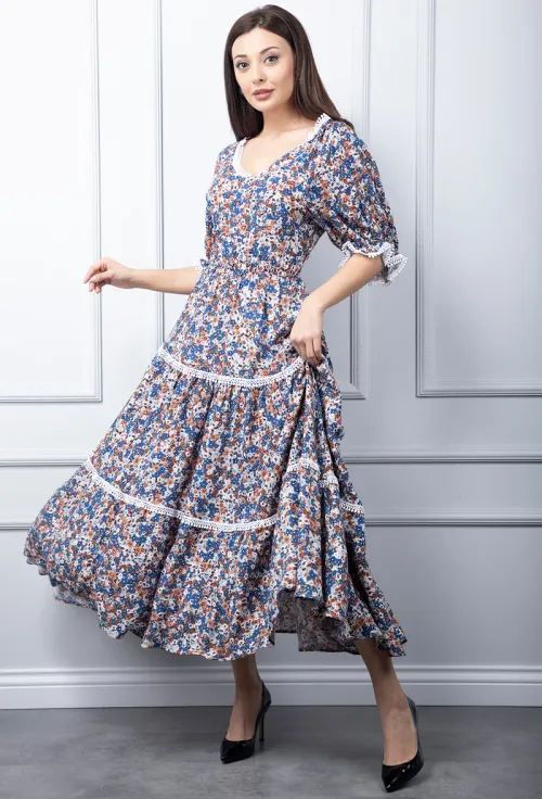 Rochie multicolora cu imprimeu floral picture - 4