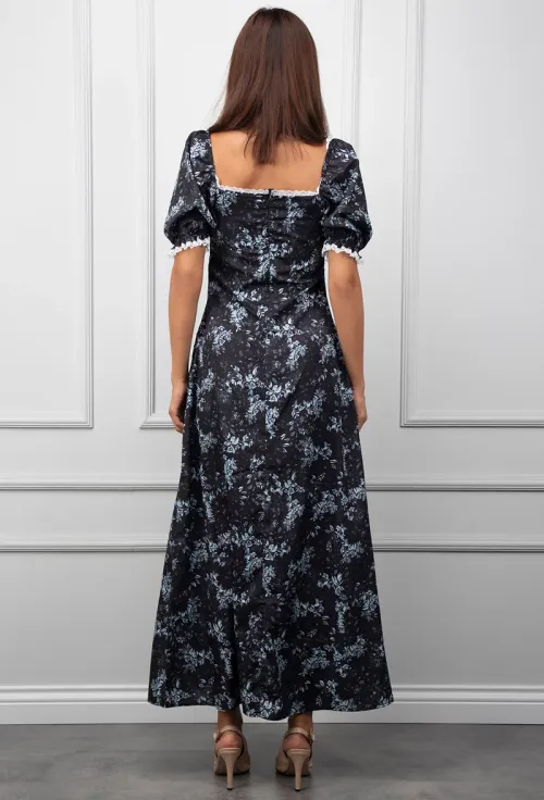Rochie neagra cu imprimeu picture - 2