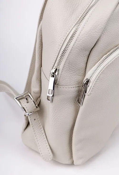 Rucsac dama bej deschis confectionat din piele naturala picture - 3