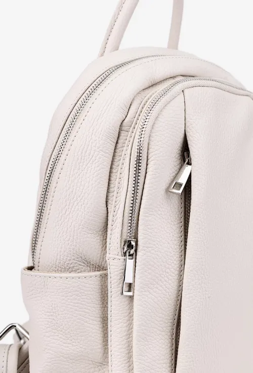 Rucsac dama bej deschis din piele naturala texturata picture - 3