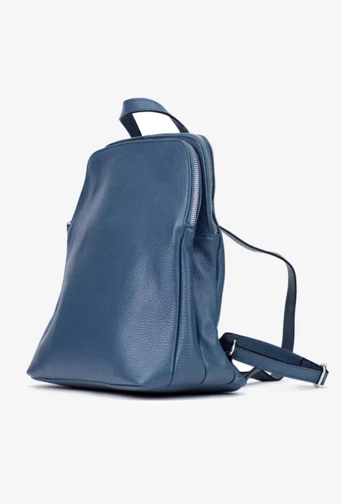 Rucsac dama bleu din piele naturala picture - 2