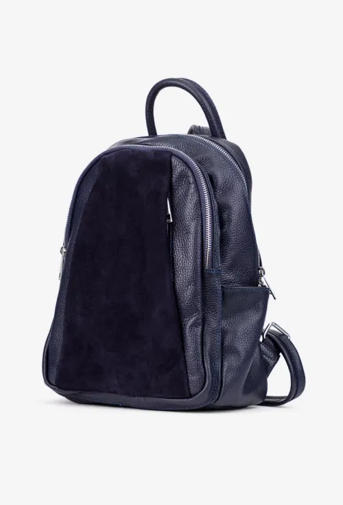 Rucsac dama bleumarin din piele texturata picture - 2