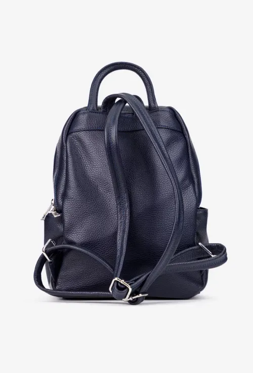 Rucsac dama bleumarin din piele texturata picture - 3