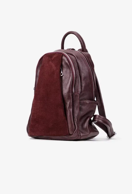 Rucsac dama bordo din piele texturata picture - 3